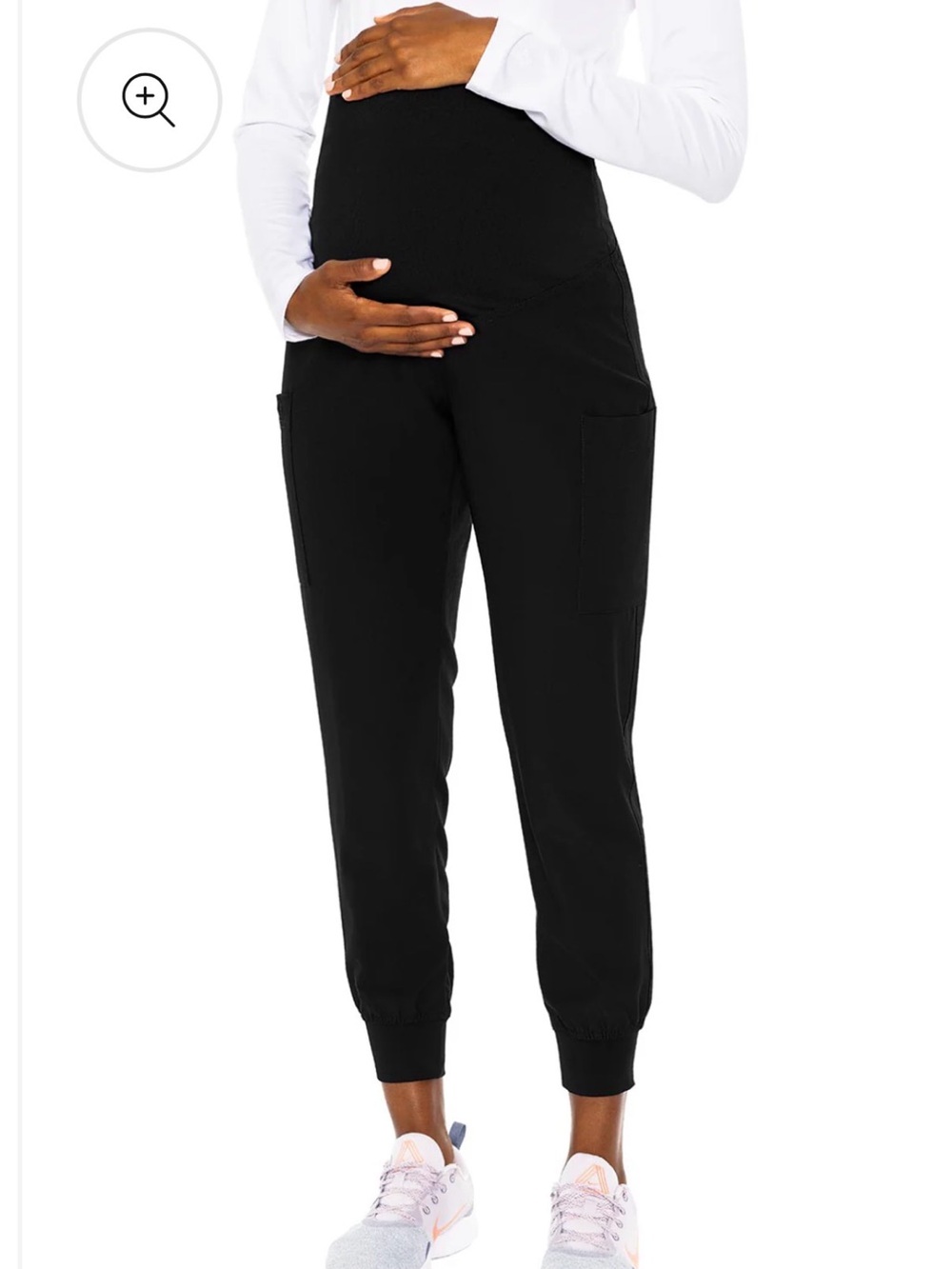 Med Couture Black Maternity Jogger Pants with Side Pockets